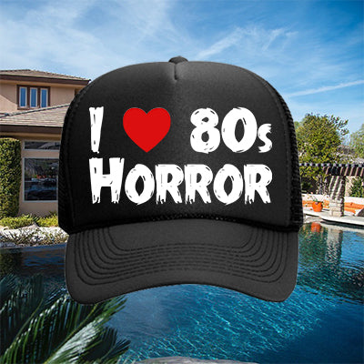 I Heart 80s Horror Hat - White on Black